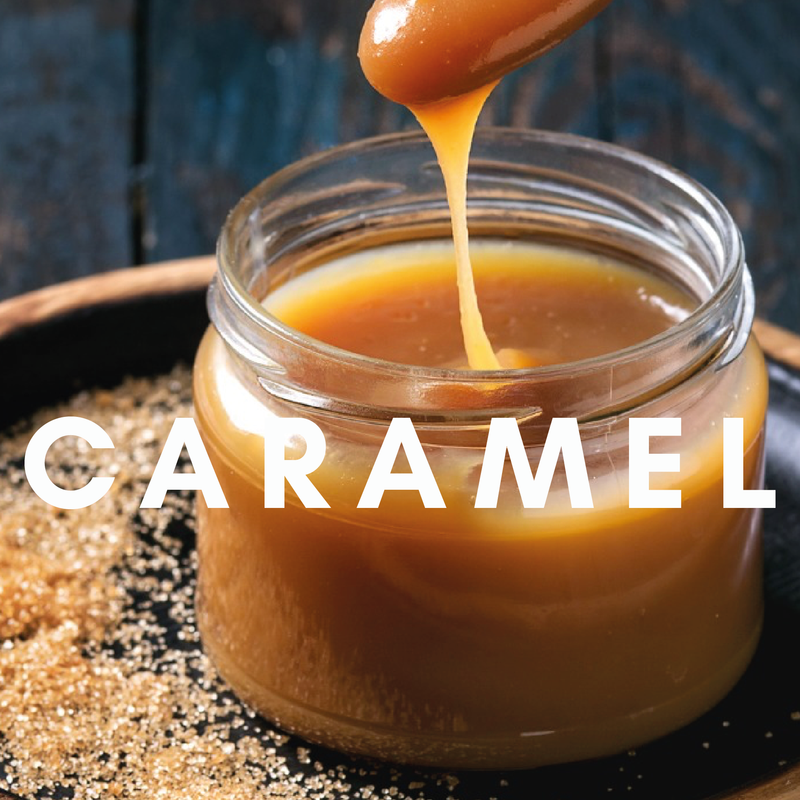Caramel Flavour E-liquid. Available in Three Flavour Strengths