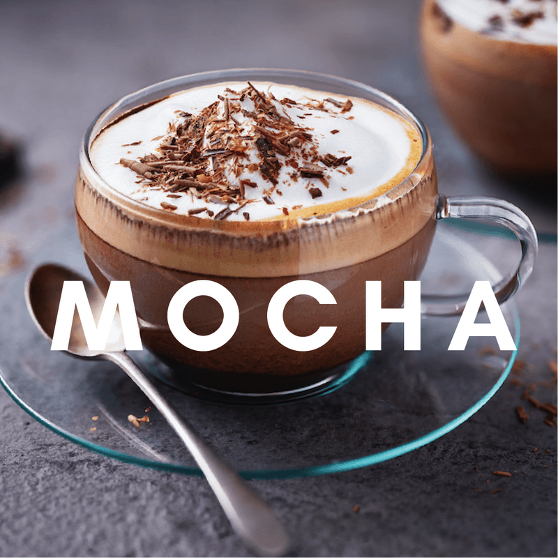 Mocha Flavour E-liquid. Available in Three Flavour Strengths.