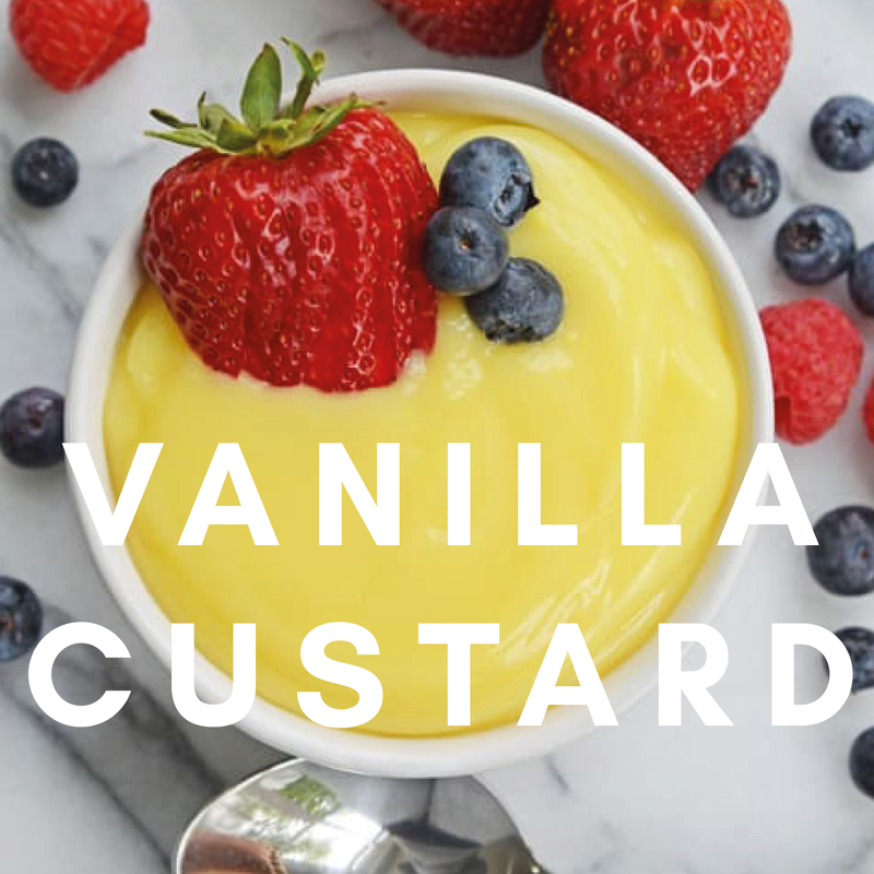 Vanilla Custard Flavour E-Liquid.Available in Three Flavour Strengths